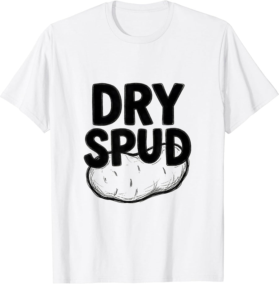 Men's Dry Spud Funny Potato Humor Novelty Couples Gift T-Shirt - White