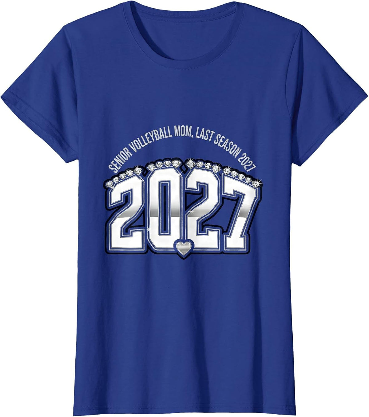 Women's Senior Volleyball Mom Last Season 2027 T-Shirt - Royal Blue