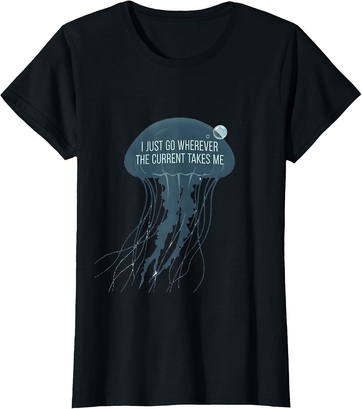 I Just Go Wherever The Current Takes Me Funny Shark Lover T-Shirt - Black