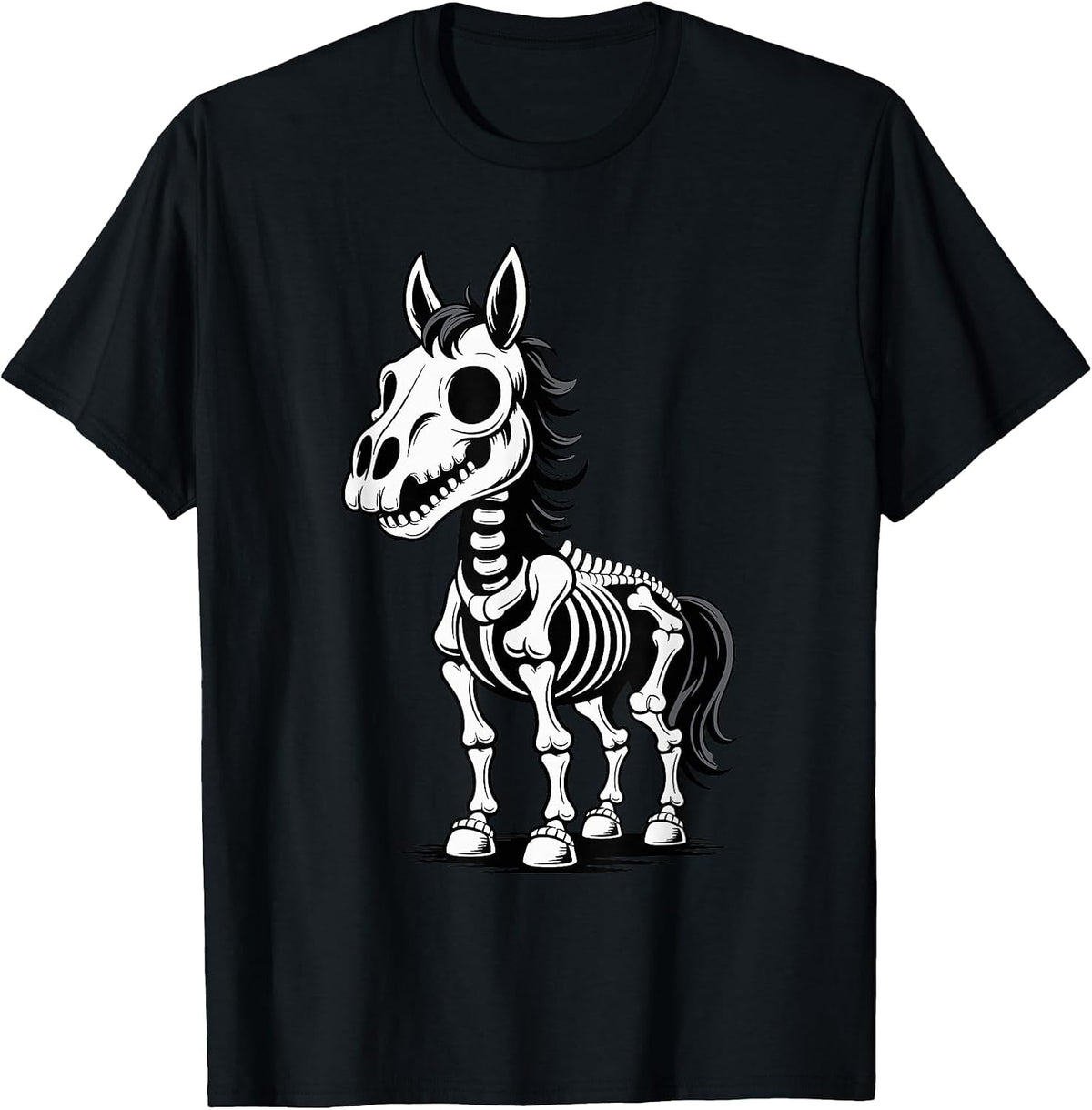 Halloween Horse Skeleton Spooky Horseback Riding T-Shirt - Black
