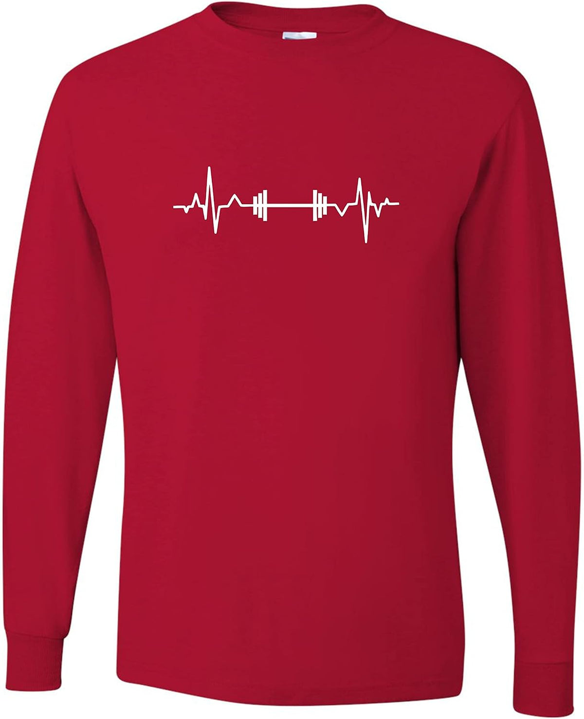 Go All Out Barbell Heartbeat Weightlifting Gym Workout Gift Idea Unisex Long Sleeve T-Shirt - Unisex Red