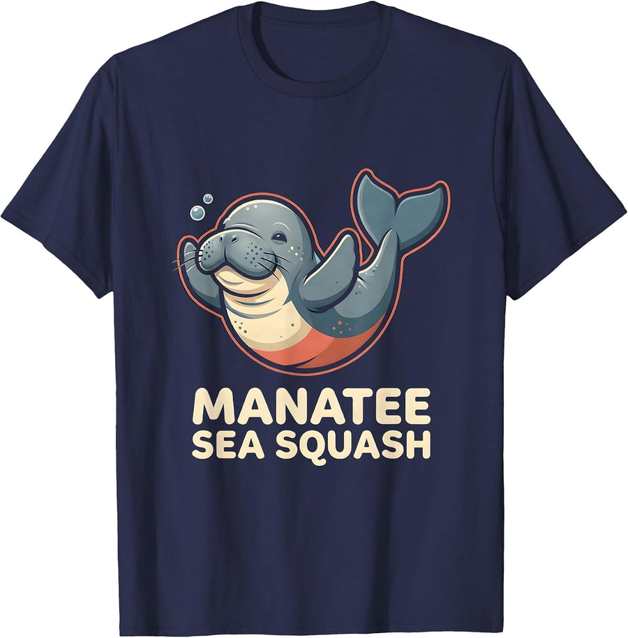 Manatee Sea Squash Funny Sea Animal Lover Humor T-Shirt - Navy Blue