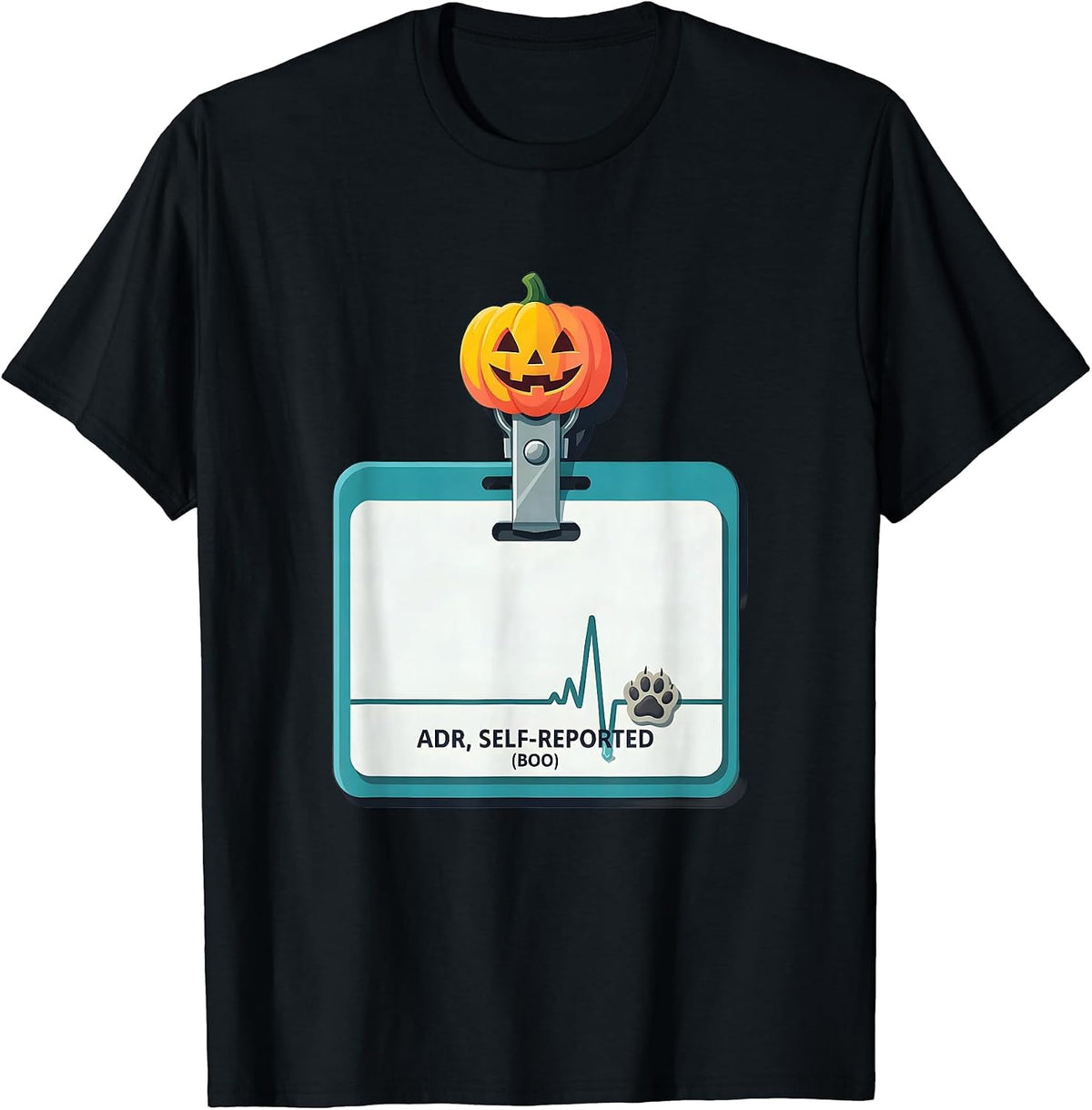 Men's ADR Self-Reported Boo Funny Vet Tech Halloween Clinic Crew T-Shirt - Black