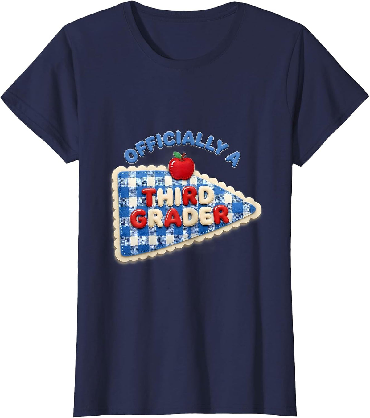 Women's Officially A Third Grader Cute Teacher Girl Back To School T-Shirt - Navy Blue