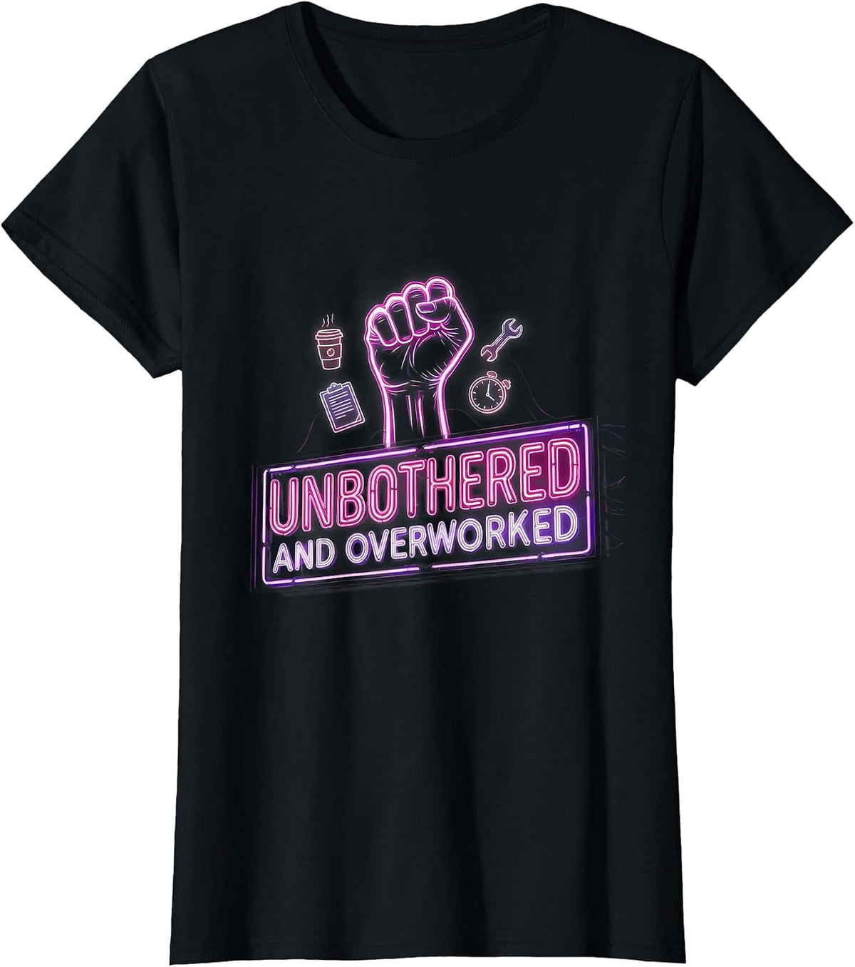 Unbothered and Overworked Labor Day Design T-Shirt - Black