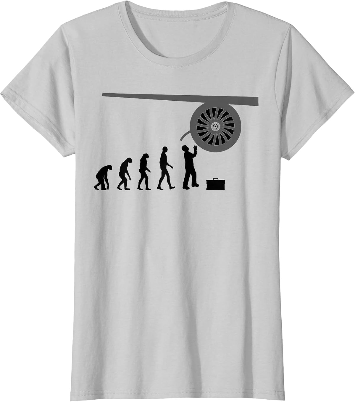 Jet Engine Picture Tee Airplane Mechanic Technician T-Shirt - Silver Grey