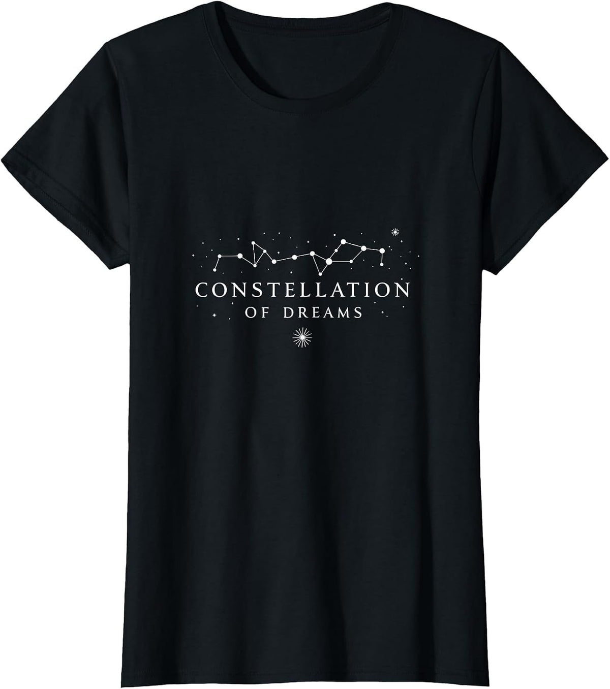 Constellation of Dreams Celestial Star Design T-Shirt - Black