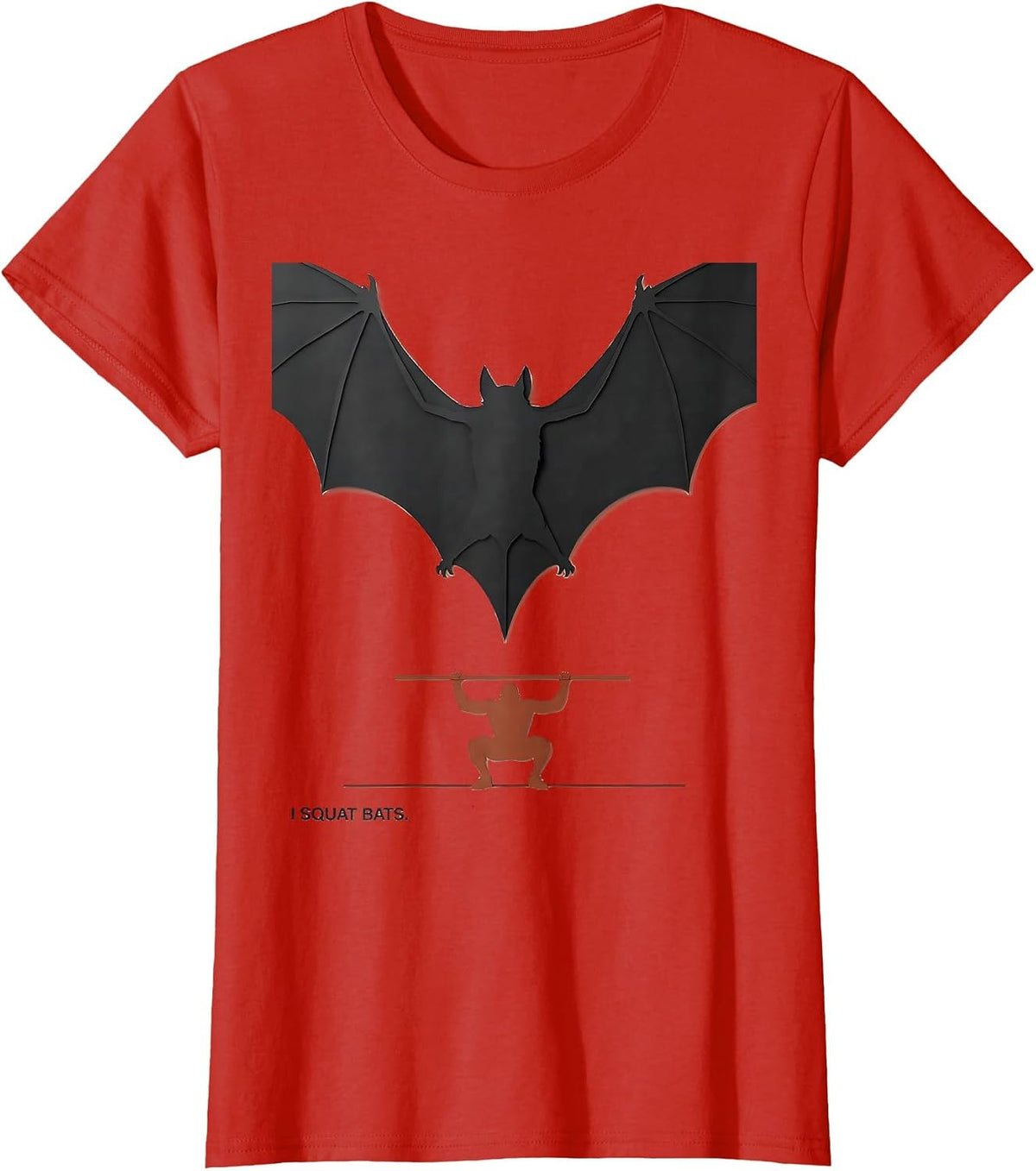 Women's I Squat Bats Funny Halloween Gym Workout Bat Lover Humor T-Shirt - Red