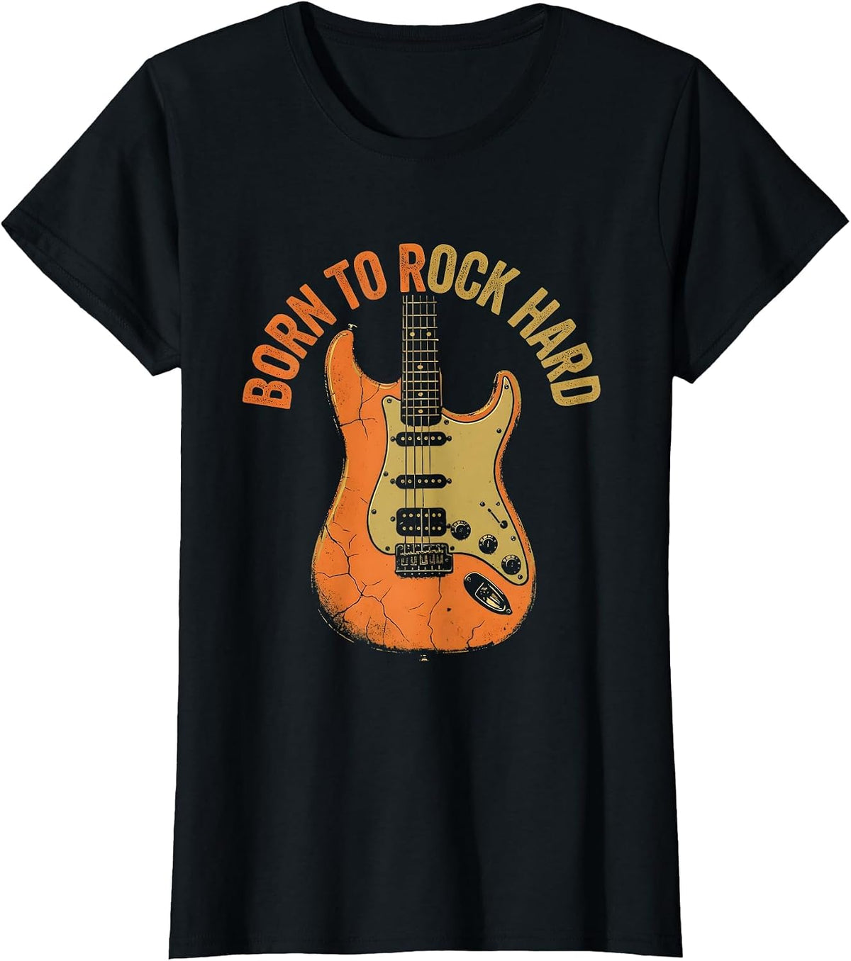 Born to Rock Hard Vintage Band Graphic Design T-Shirt - Black