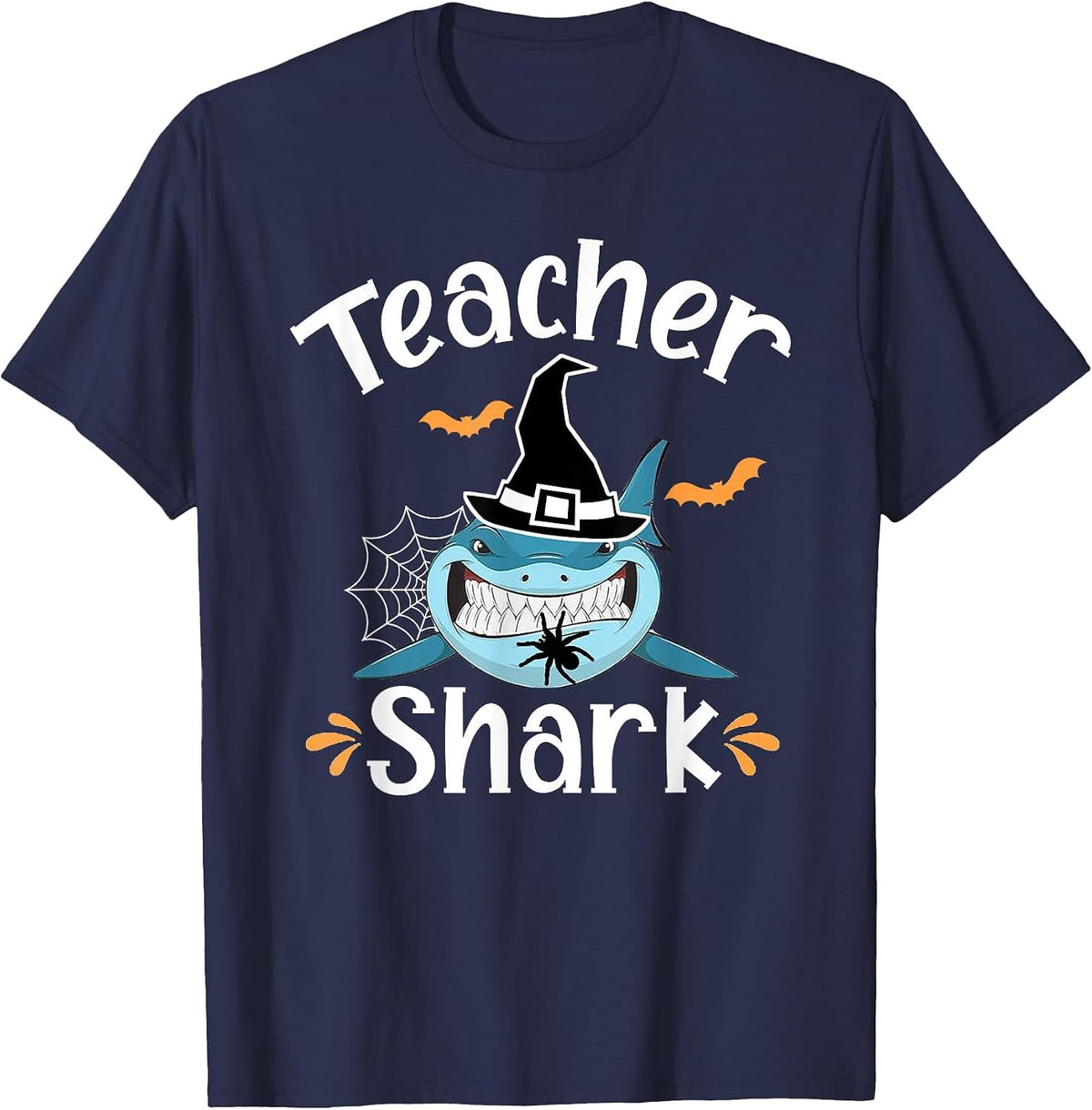 Teacher Shark Funny Halloween T-Shirt - Navy Blue