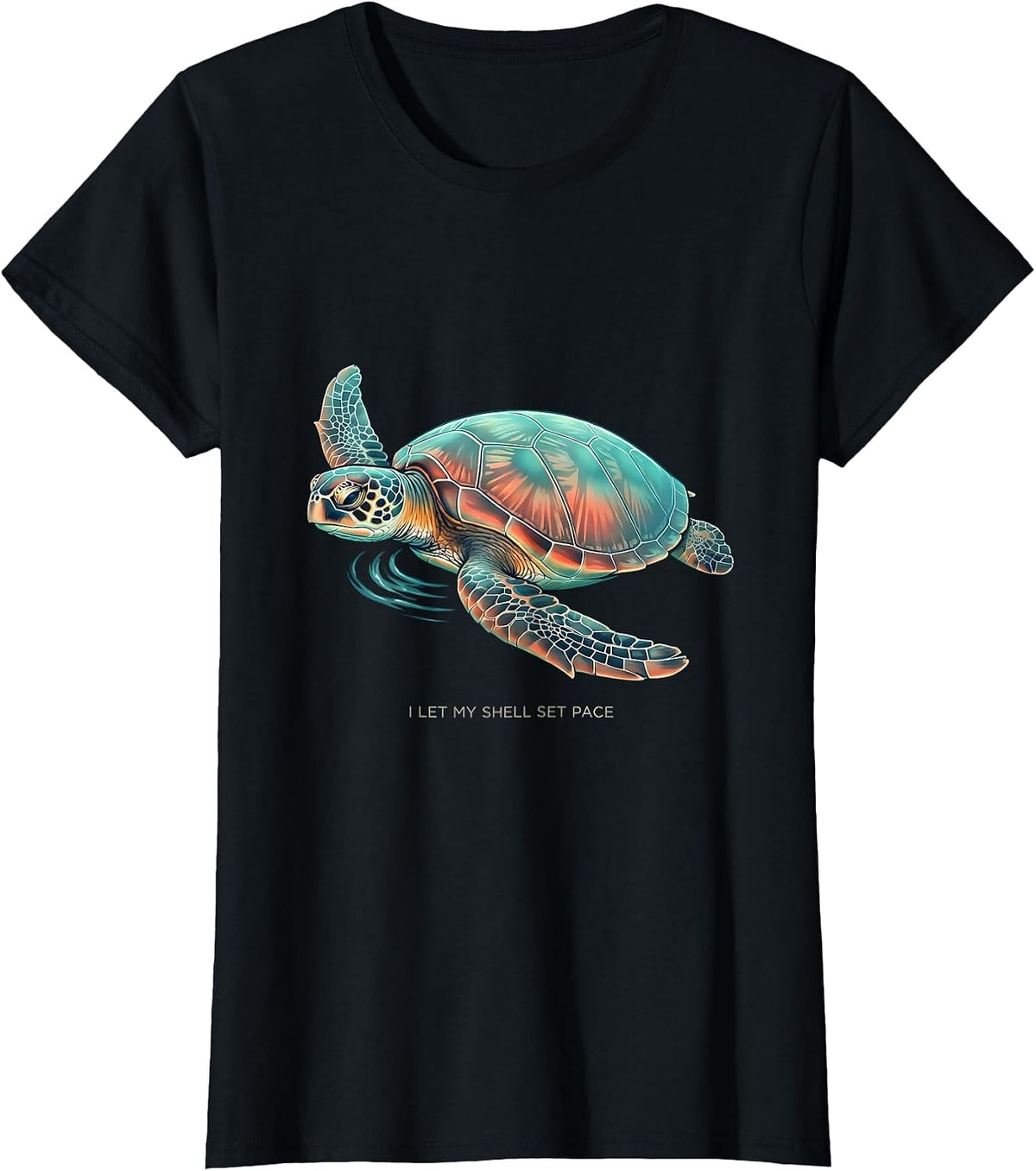 I Let My Shell Set Pace Gradient Sea Turtle Ocean Animal T-Shirt - Black