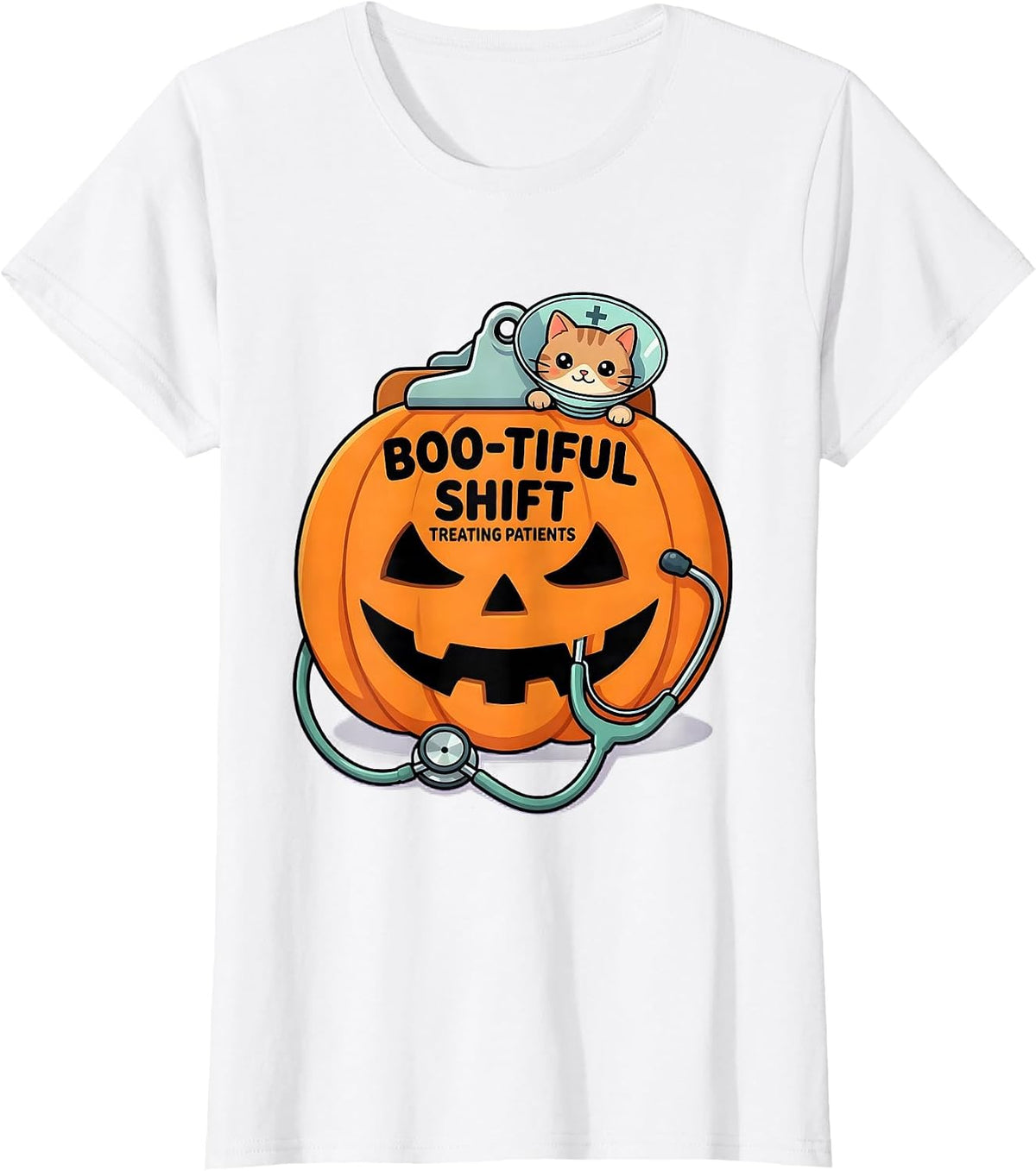 Women's Boo-tiful Shift Treating Patients Cute Kawaii Vet Tech T-Shirt - White