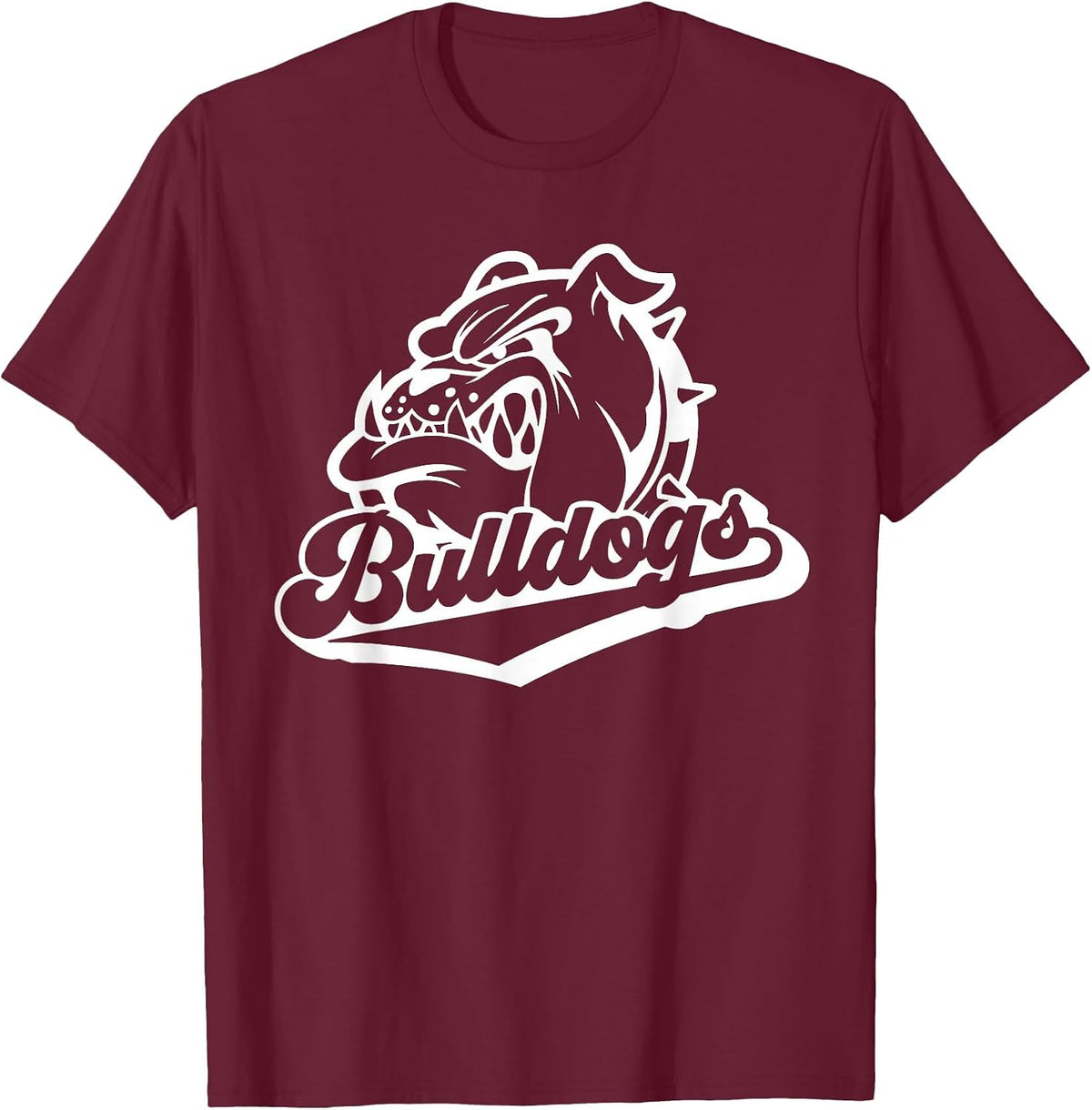 Bulldogs School Spirit Mascot Logo Game Day Bulldog Pride T-Shirt - Burgundy