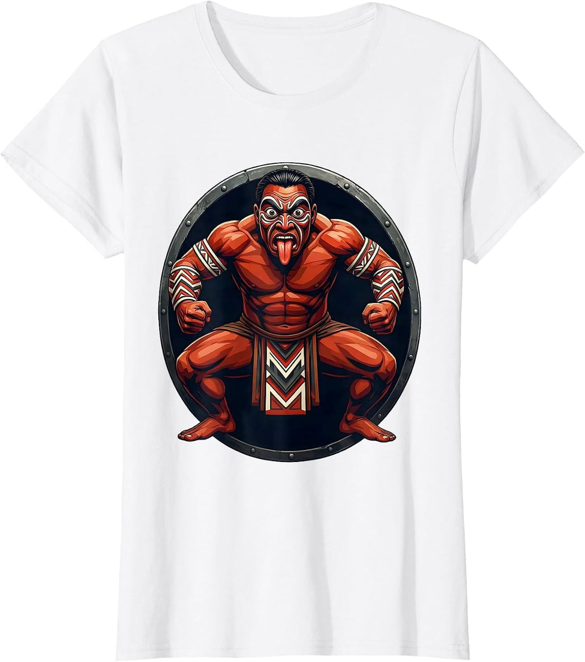 Haka Warrior Fierce Stance Rugby Graphic T-Shirt - White