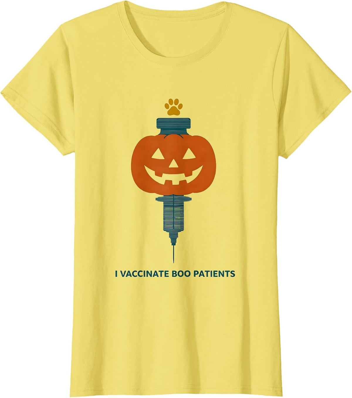 Women's I Vaccinate Boo Patients Funny Vet Tech Halloween Humor T-Shirt - Lemon Yellow
