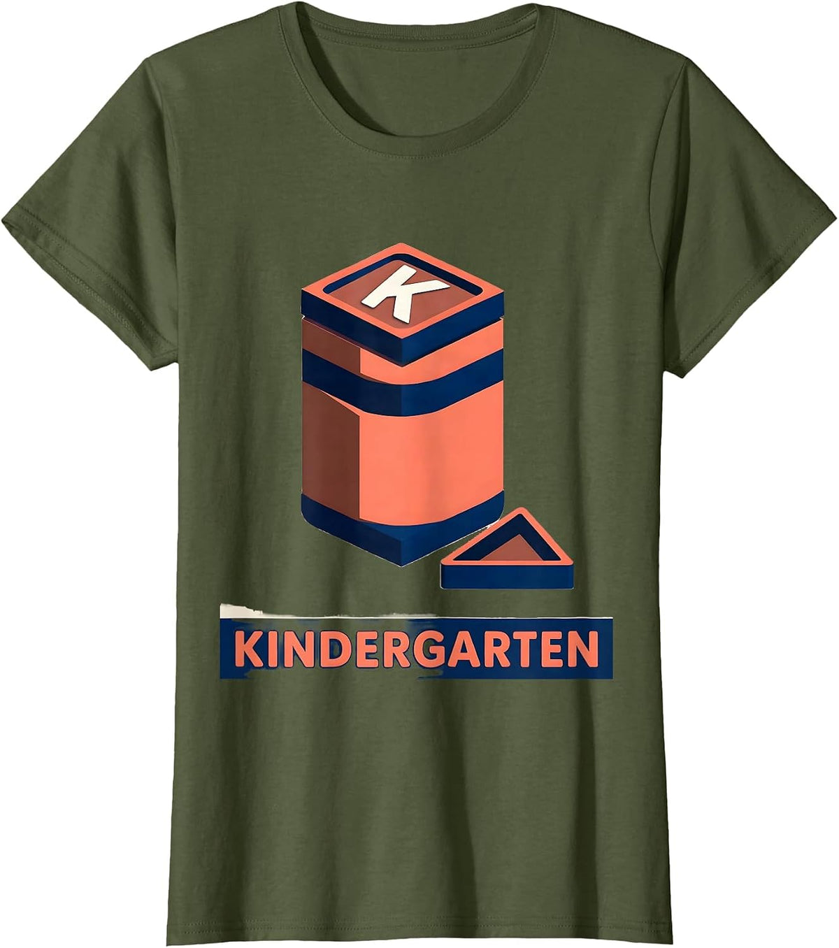 Women's Kindergarten Cute Elementary Teacher Back To School First T-Shirt - Olive Green