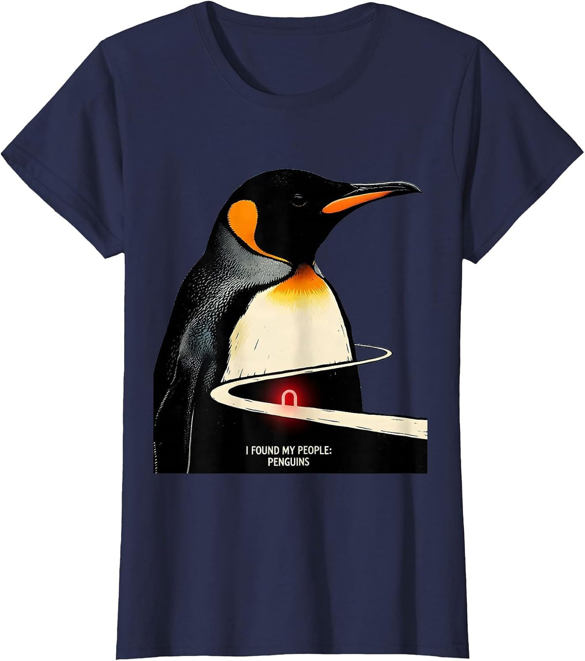 Women's I Found My People Penguins Funny Christmas Penguin Lover T-Shirt - Navy Blue