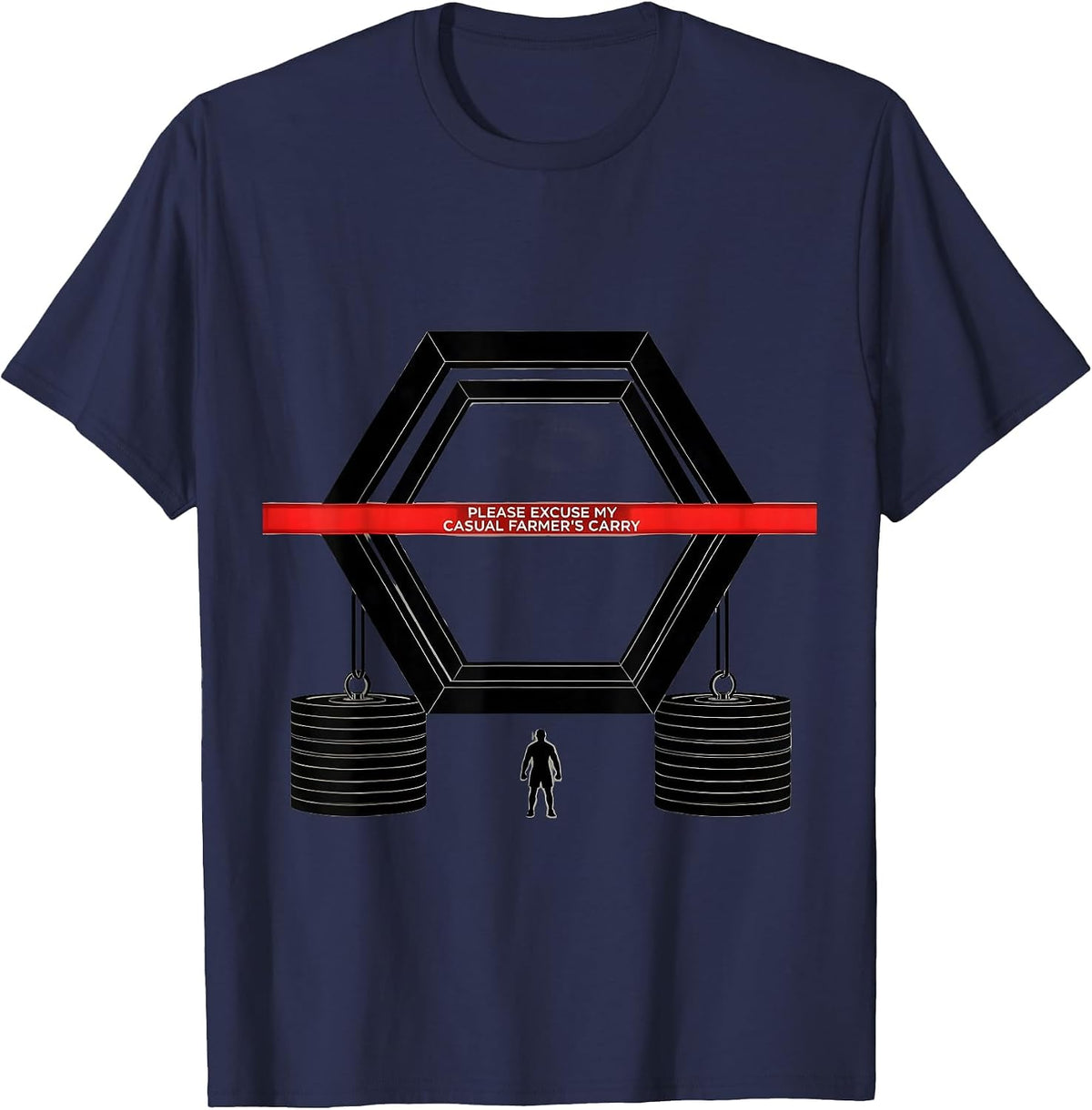 Men's Please Excuse My Casual Farmer's Carry Funny Gym Workout T-Shirt - Navy Blue