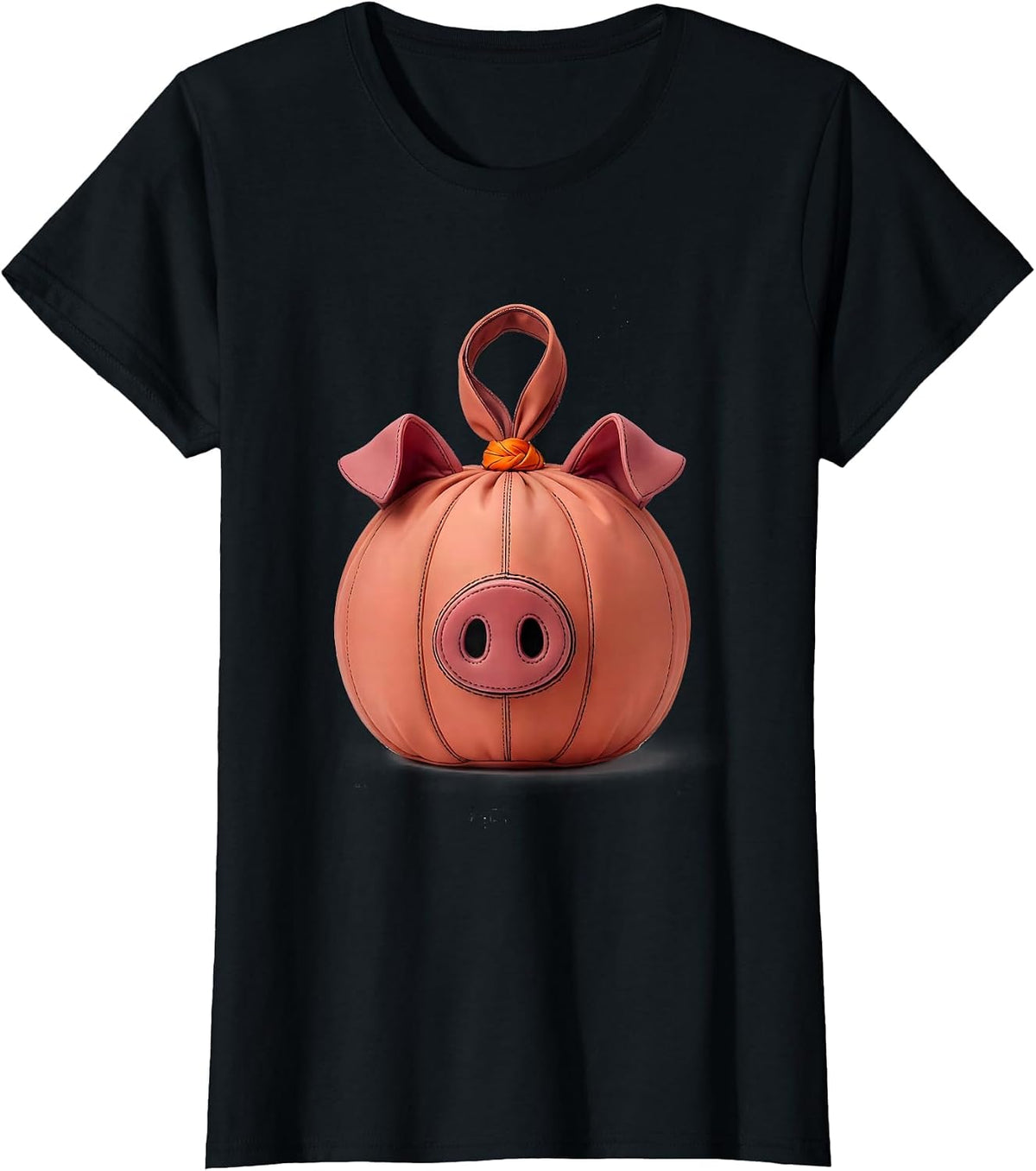 Women's Pig Trick-or-Treat Bag Halloween Costume Humor T-Shirt - Black