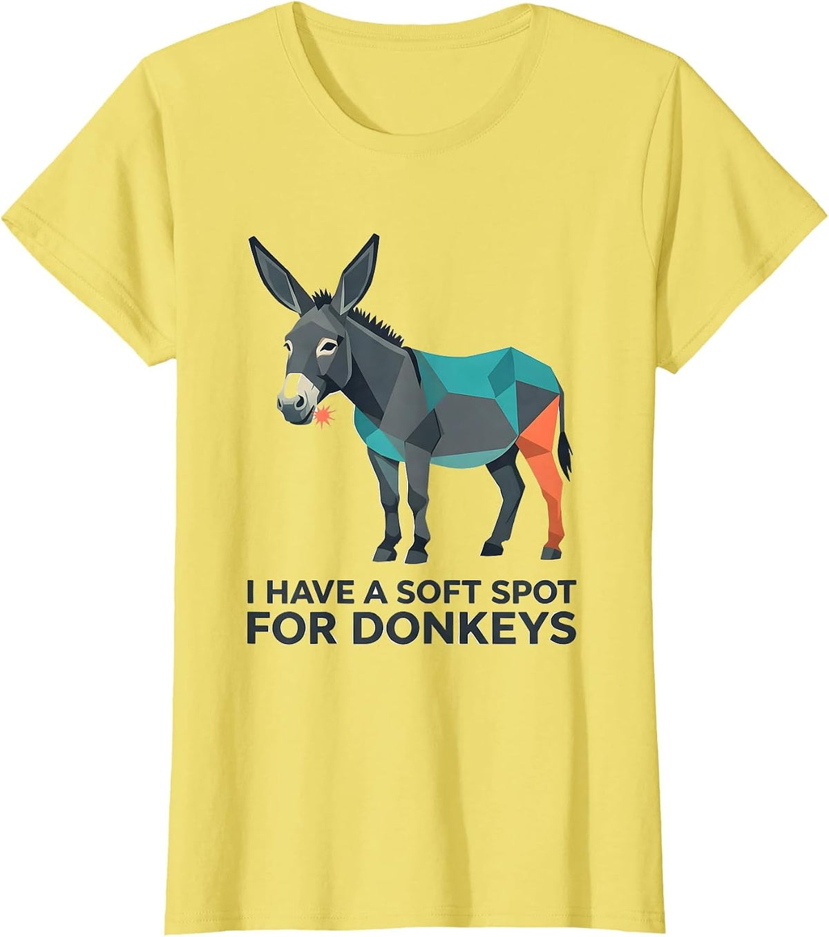 Women's I Have A Soft Spot For Donkeys Funny Donkey Lover Animal T-Shirt - Lemon Yellow