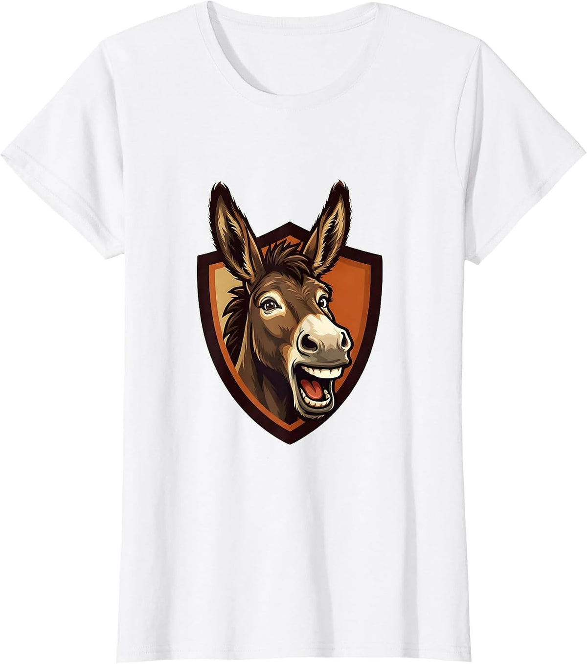 Women's Donkey Mascot Badge Funny Halloween Costume Novelty T-Shirt - White