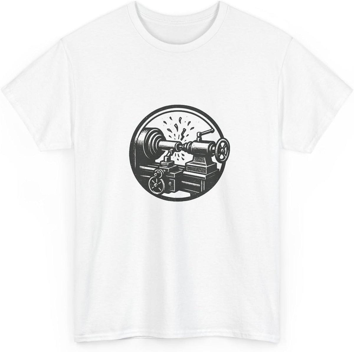 Vintage Metal Lathe Machinist T-Shirt Industrial Trade Worker Mechanical Badge Graphic Gifts for Men - White