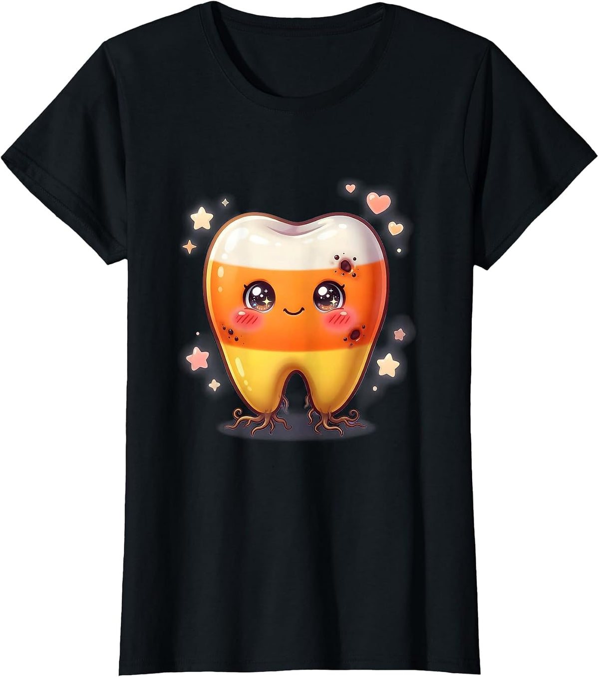 Women's Candy Corn Rotten Molar Dental Halloween T-Shirt - Black
