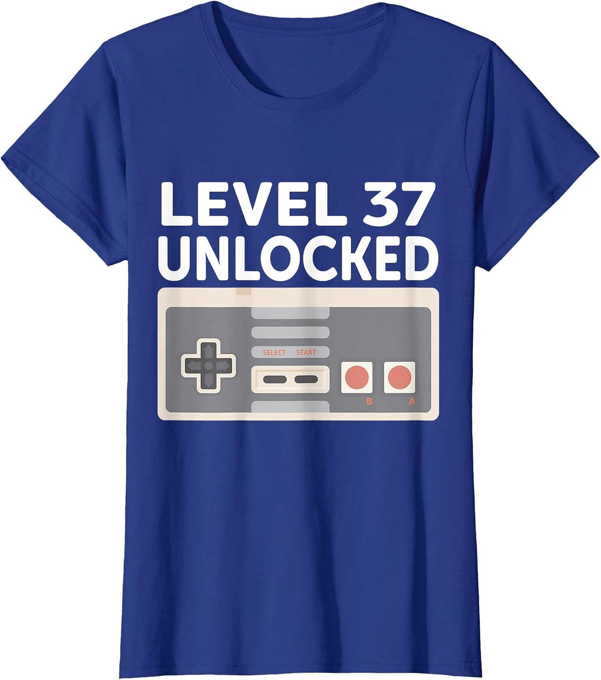 Level 37 Unlocked Funny Video Gamer 37th Birthday T-Shirt - Royal Blue