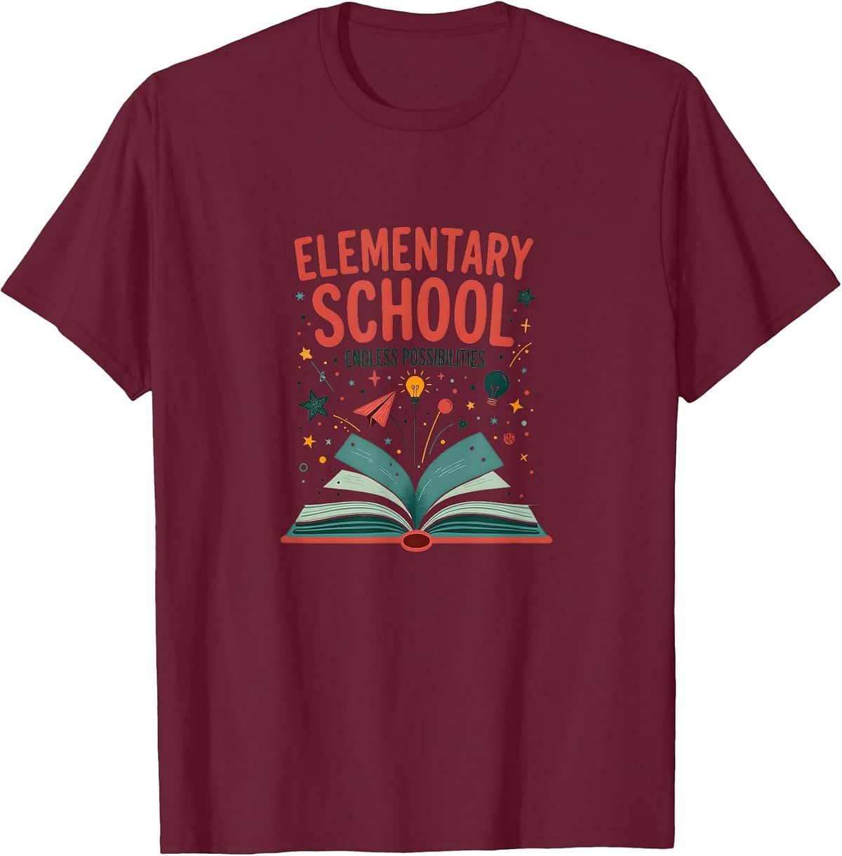 Elementary School Endless Possibilities Summer Teacher T-Shirt - Burgundy