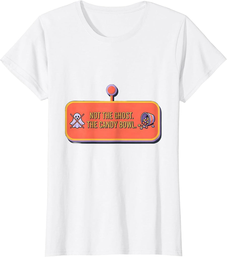 Women's Not The Ghost The Candy Bowl Funny Vet Tech Halloween T-Shirt - White
