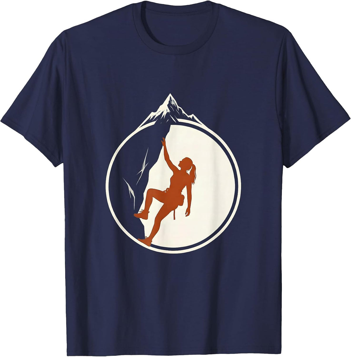 Do It Lady Woman Rock Climber Summit Graphic T-Shirt - Navy Blue
