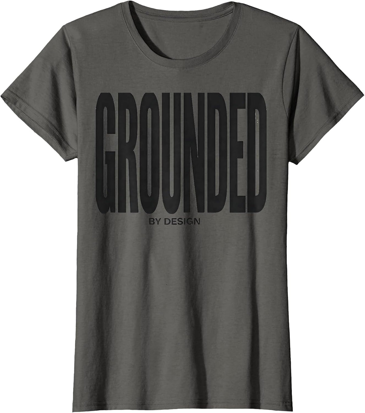 Women's Grounded By Design Funny Penguin Lover Animal Humor Gift T-Shirt - Asphalt Grey