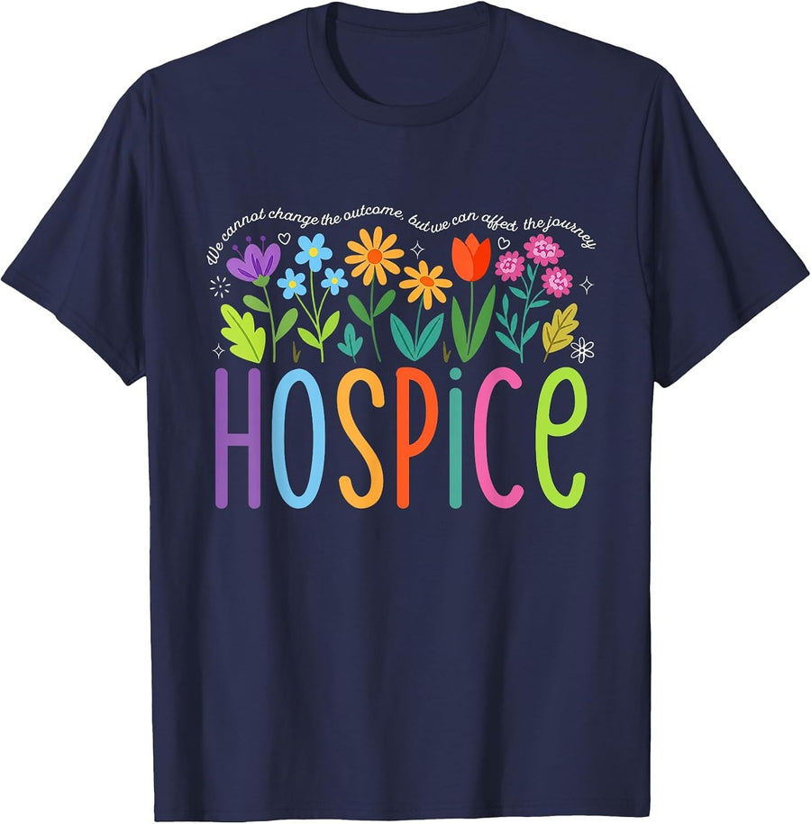 Flowers Social Worker Wildflower Social Work Hospice Nurse T-Shirt - Navy Blue