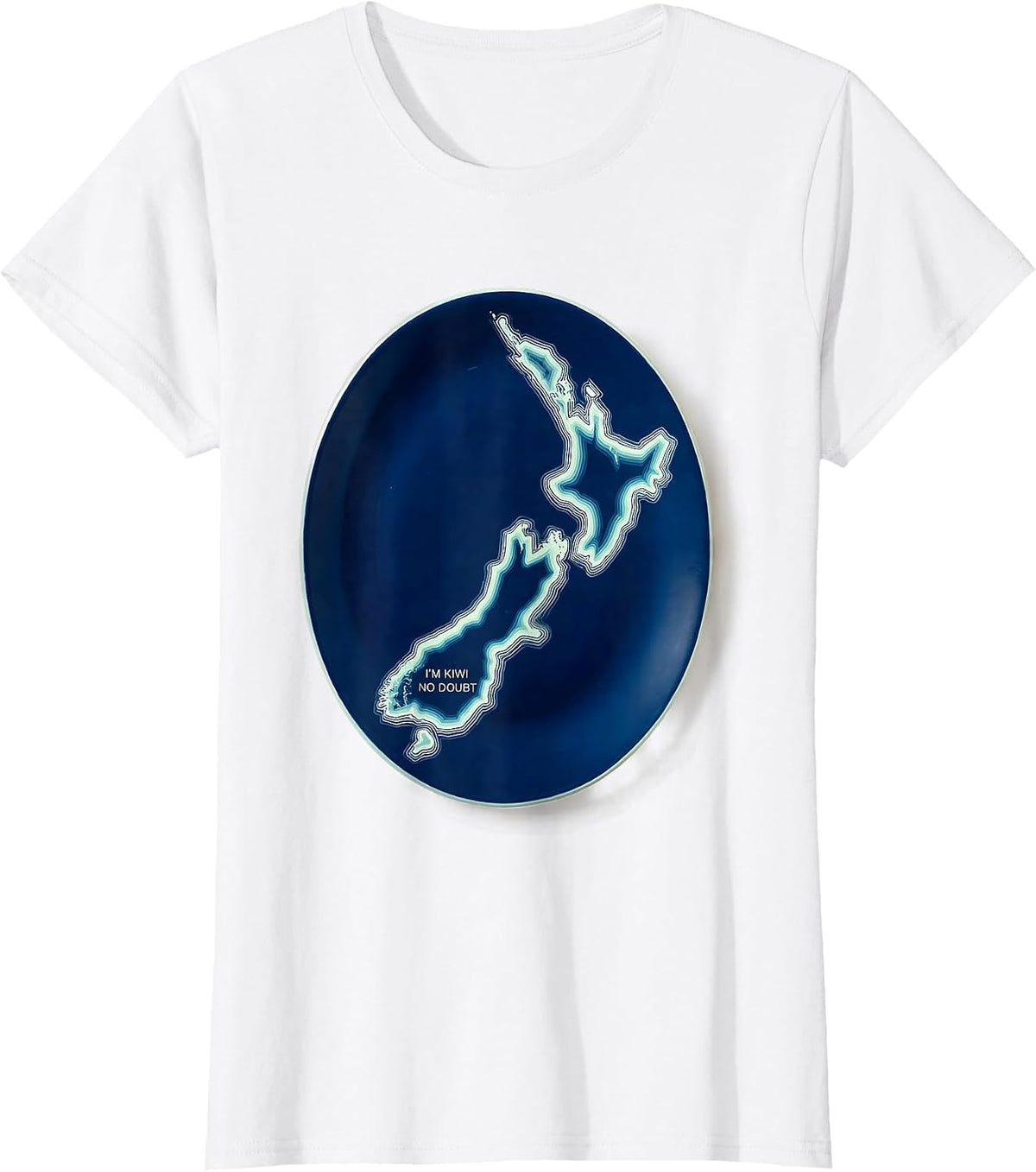 I'm Kiwi No Doubt Cyanotype Kiwi Map Rugby Haka National T-Shirt - White