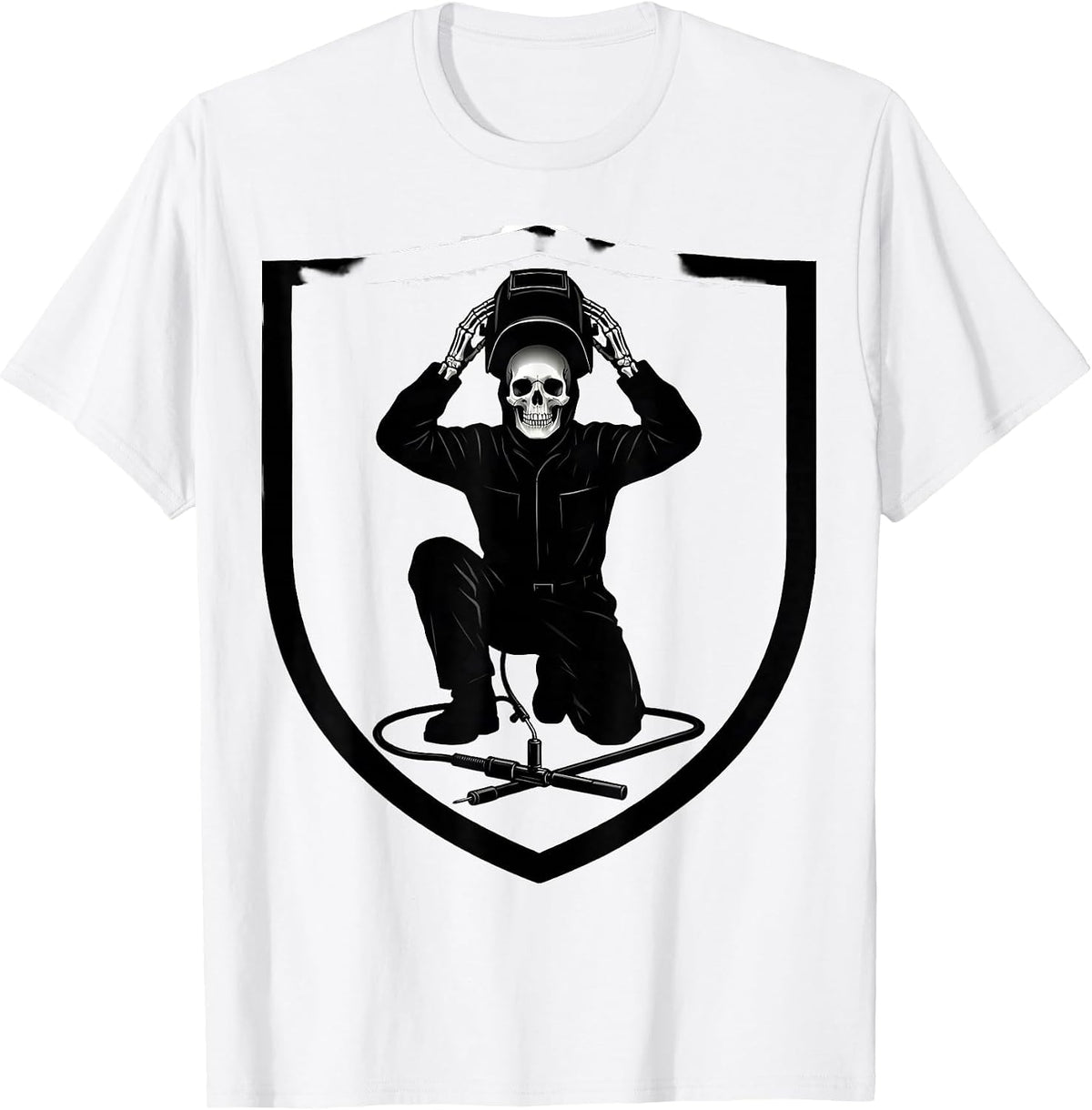 Men's Skeletal Welder Silhouette Tradesman Humor Gift T-Shirt - White