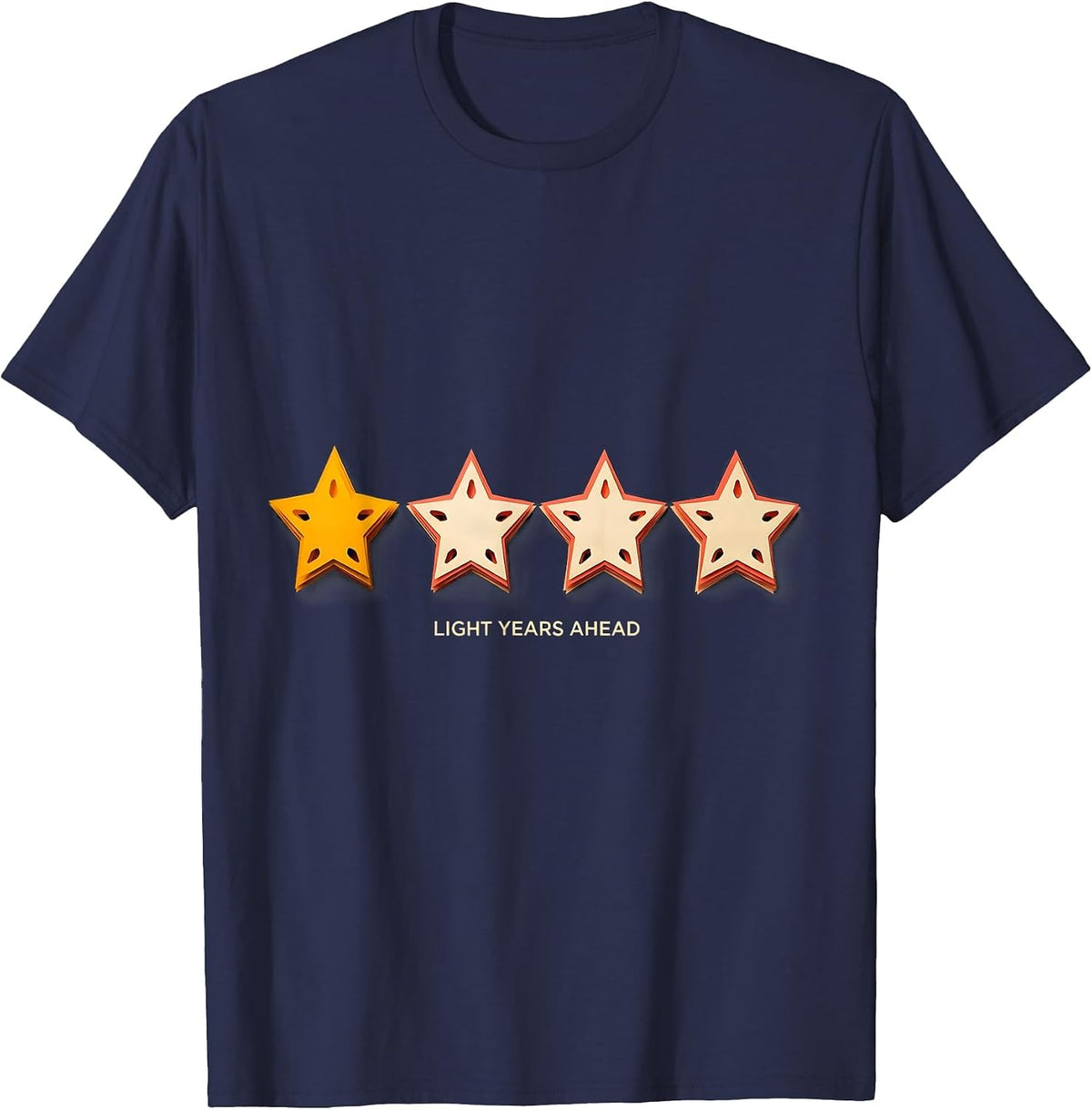 Light Years Ahead Paper Cutout Funny Space Astronomy Humor T-Shirt - Navy Blue