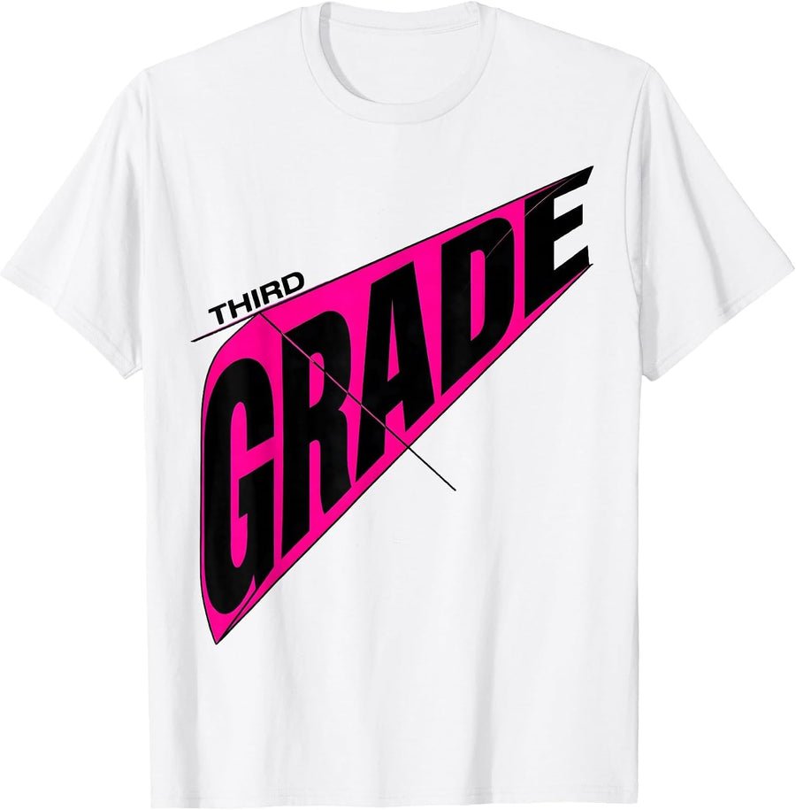 Men's Third Grade New Wave Typography Back To School Girl T-Shirt - White