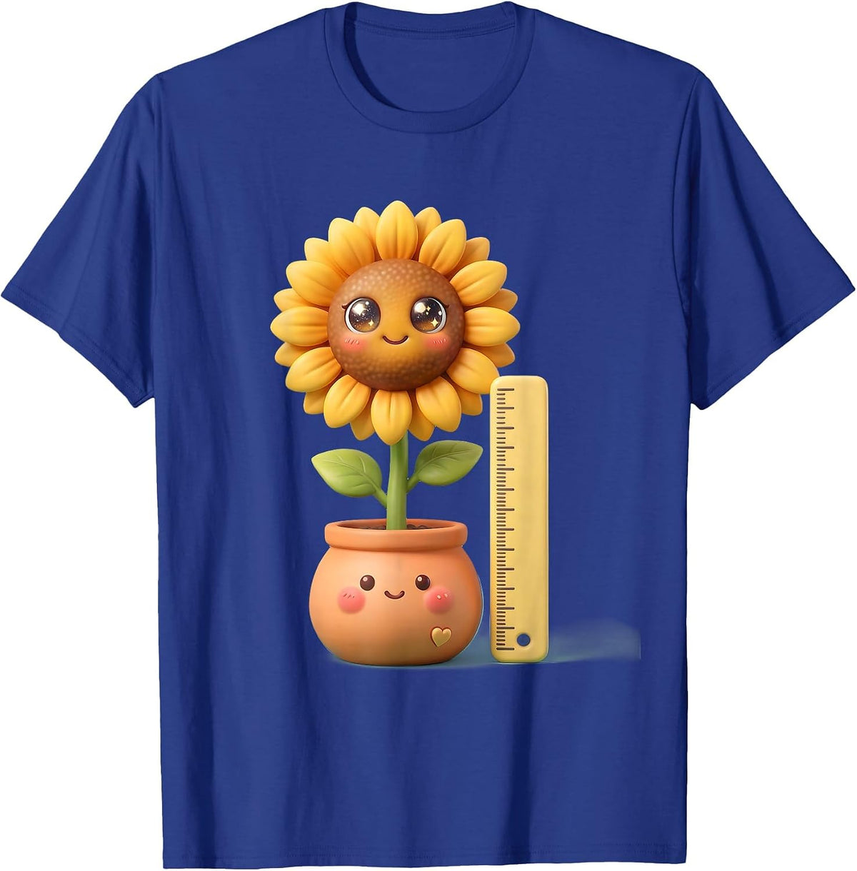 Men's Preschool Teacher Sunflower Growth Illustration T-Shirt - Royal Blue