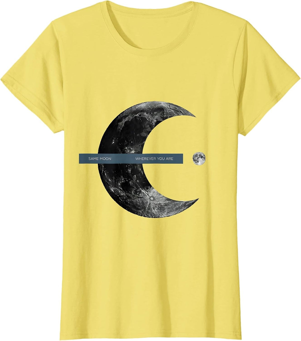 Same Moon, Wherever You Are Minimalist Celestial Astronomy T-Shirt - Lemon Yellow