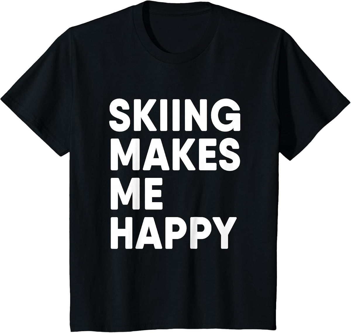 Skiing Makes Me Happy Skiing T-Shirt - Black