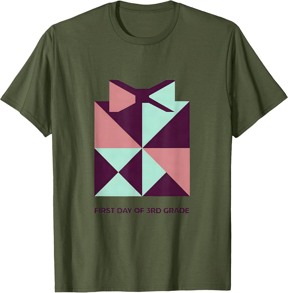 Men's First Day Of 3rd Grade Coquette Bow Back To School Girly T-Shirt - Olive Green