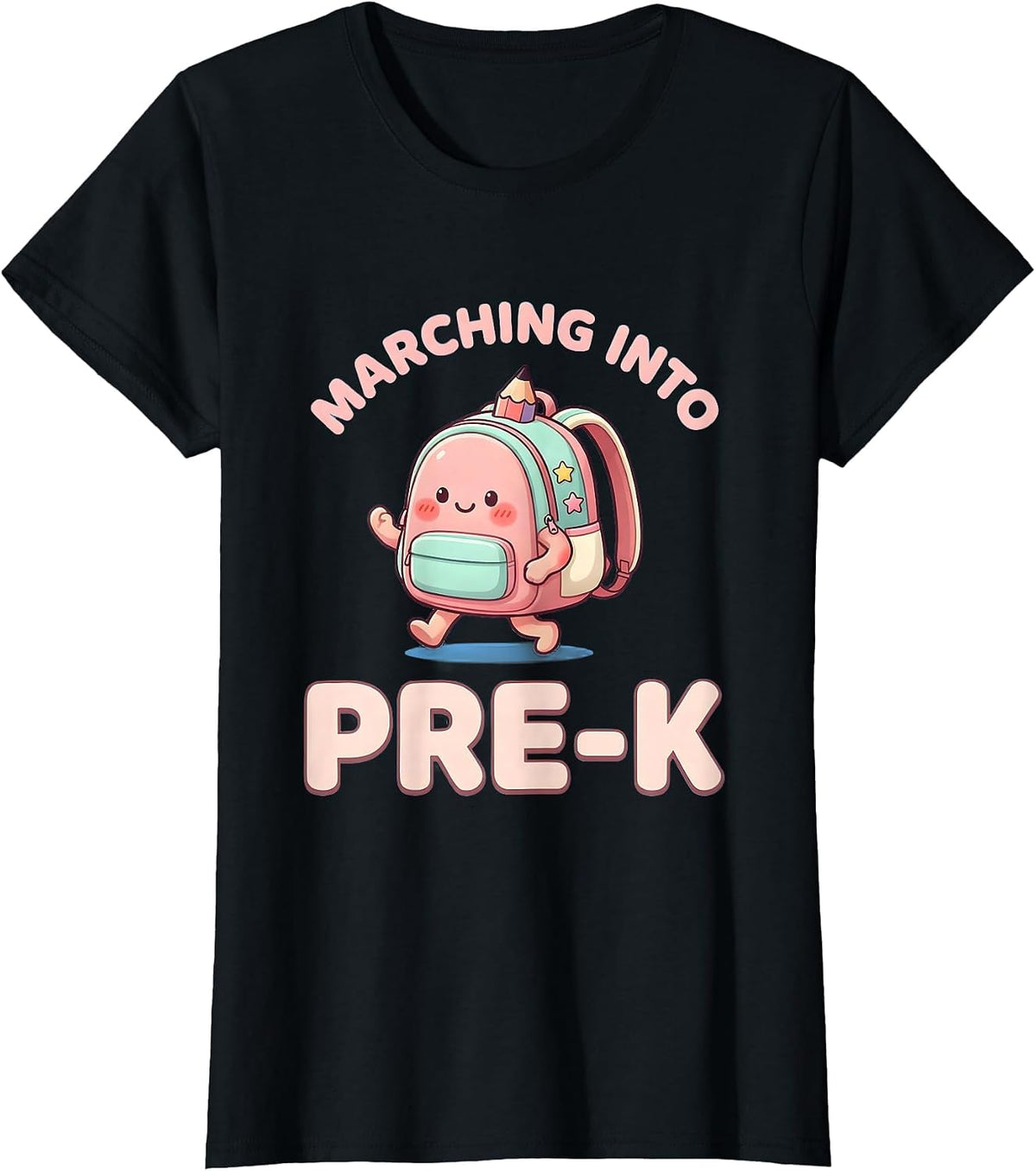 Marching Into Pre-K Cute Kawaii Preschool Teacher First Day T-Shirt - Black