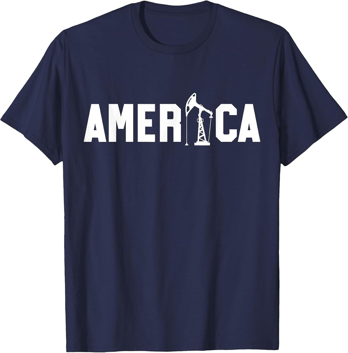 Oil Rig Worker America USA American Gas Oilfield T-Shirt - Navy Blue
