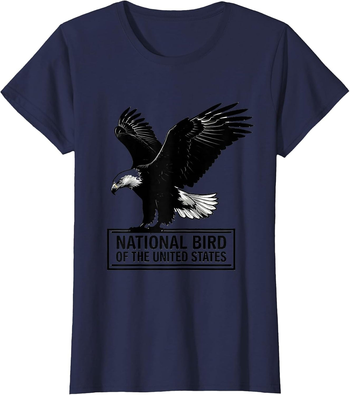 Women's National Bird Of The United States Bald Eagle Silhouette T-Shirt - Navy Blue