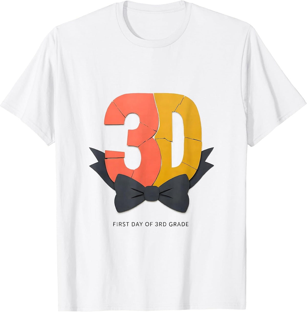 Men's First Day Of 3rd Grade Midcentury Modern Coquette Bow Back T-Shirt - White