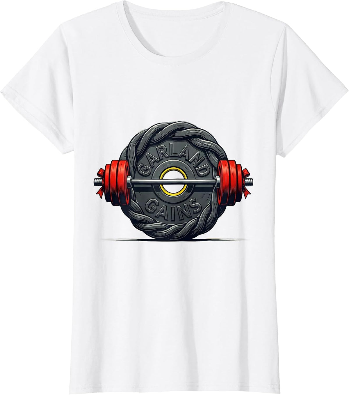 Women's Garland Gains Funny Christmas Gym Weightlifting Fitness T-Shirt - White