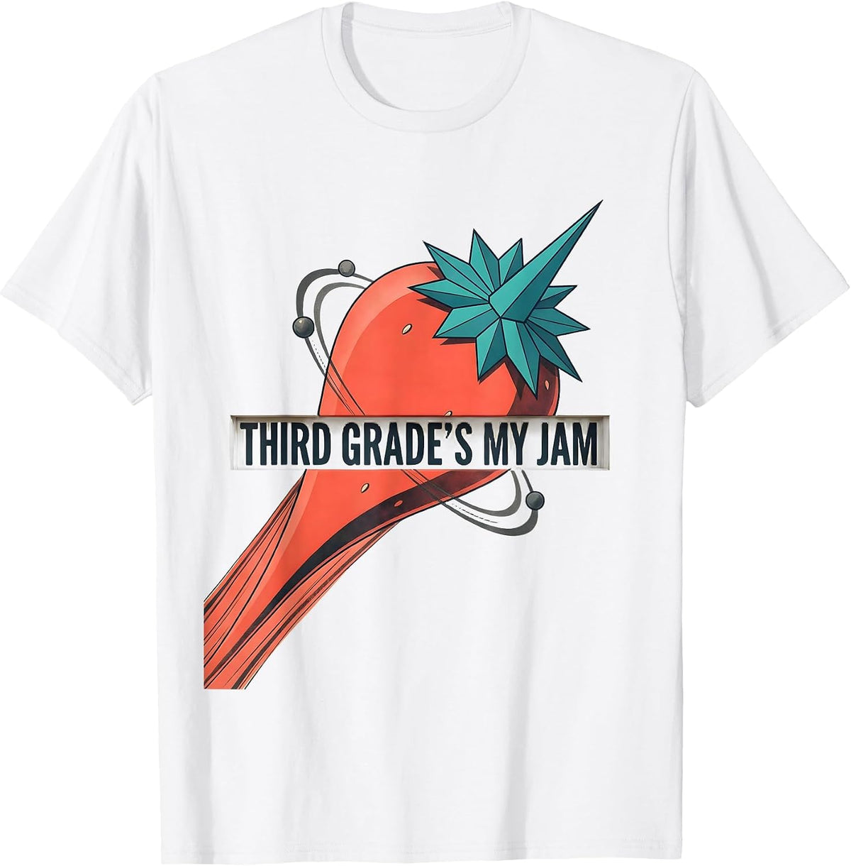 Men's Third Grade's My Jam Midcentury Modern Strawberry Back T-Shirt - White