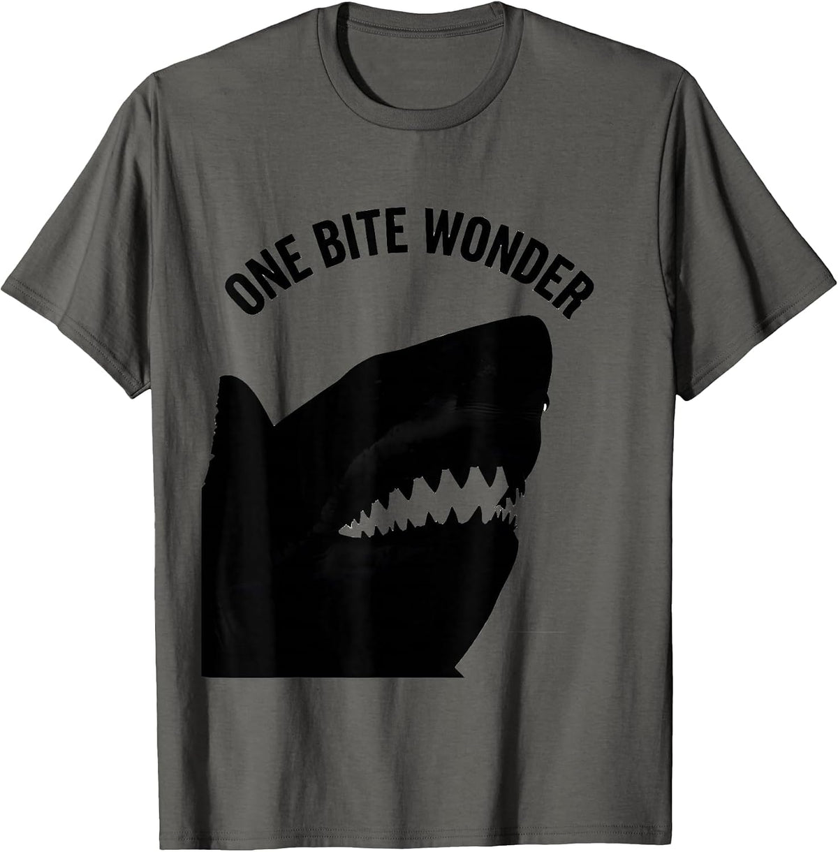 Men's One Bite Wonder Funny Shark Jaw Halloween Costume T-Shirt - Asphalt Grey