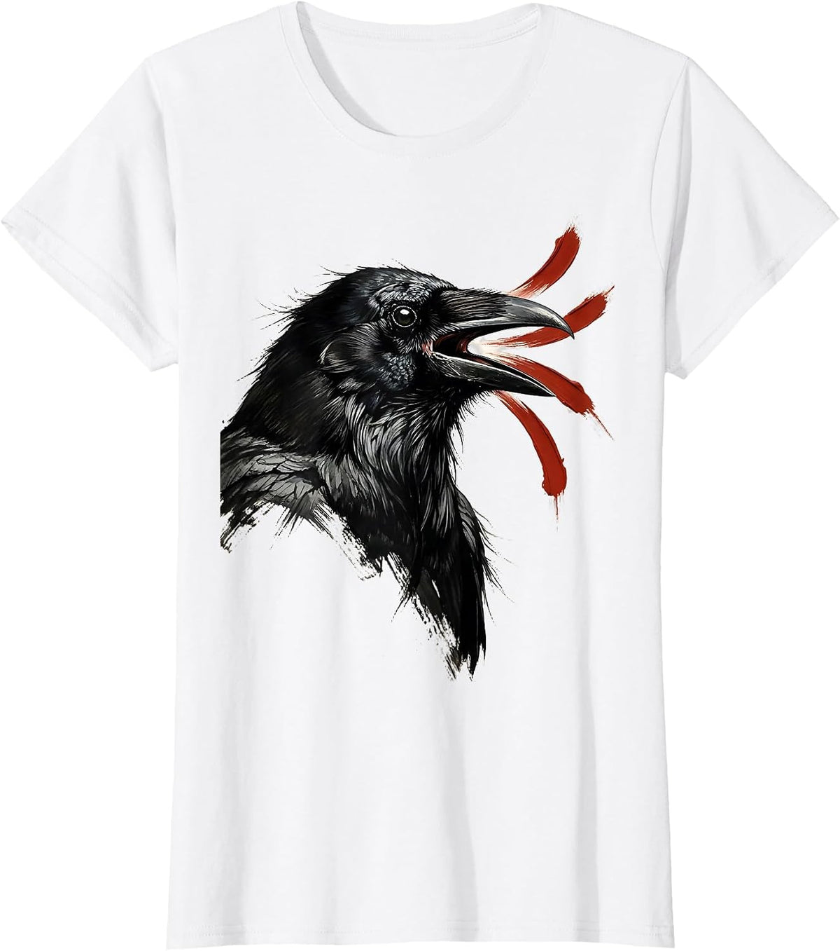 Crow Ink Brush Dark Humor Gothic Bird Lover Gift T-Shirt - White