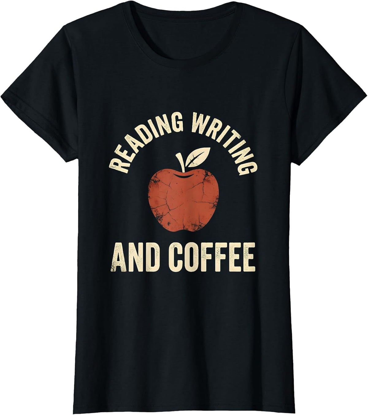 Reading Writing and Coffee Elementary Teacher Design T-Shirt - Black